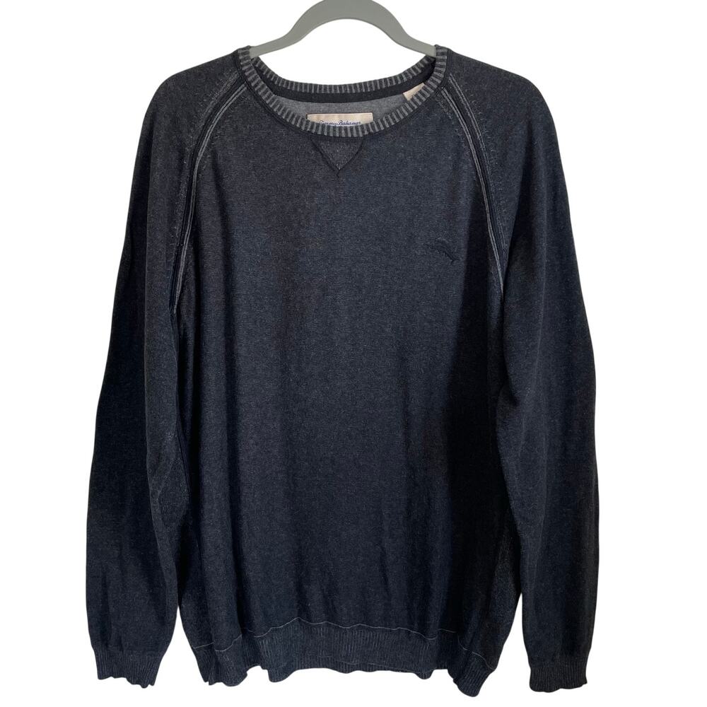 Tommy Bahama Men's Cotton Pullover Sweater Sz XL Long Sleeves Dark Gray